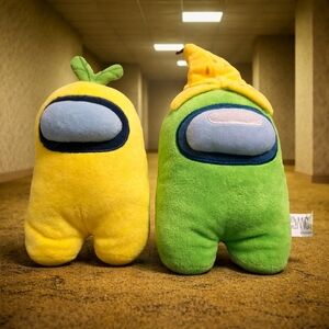 Toikido Among Us Plush Bundle Green Banana Yellow Crewmate 8" Gamer Toy Set